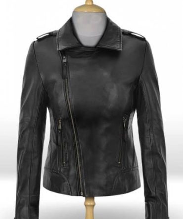 Women's Black Asymmetrical Leather Jacket – Bold and Chic Statement Piece