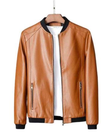 Mens Elegant Leather Causal Lambskin Bomber Jacket