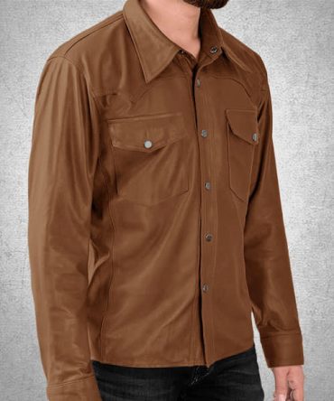 Light Weight Unlined Tan Leather Shirt