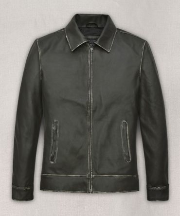 Men's Charcoal Vintage-Style Leather Jacket
