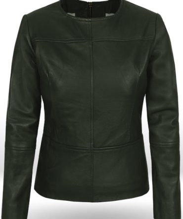 Women's Sophisticated Olive Green Lambskin Leather Top