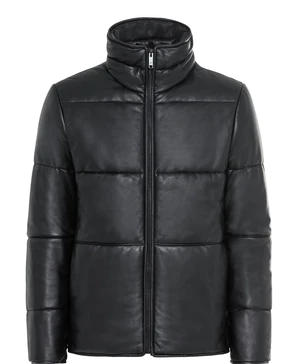 Men's Premium Black Lambskin Leather Puffer Jacket – Winter Essentials