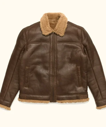 Men's Premium Brown Shearling Lambskin Leather Jacket – Ultimate Winter Warmth