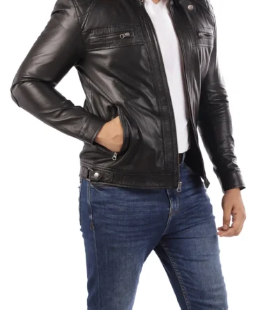 Men’s Classic Black Lambskin Leather Jacket