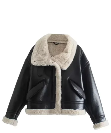 Black Shearling Lambskin Leather Jacket