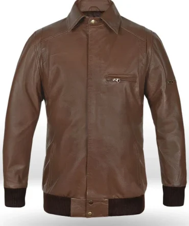 Men’s Brown Classic Bomber Leather Jacket