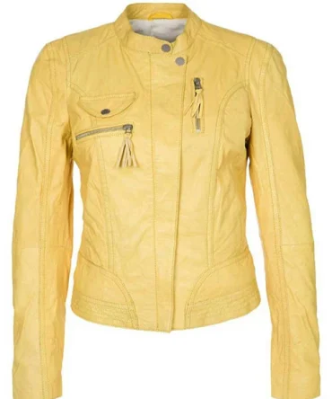 Women's Yellow Lambskin Leather Jacket