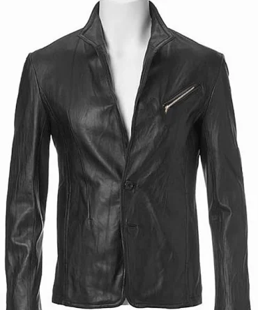 Men's Black Lambskin Leather Blazer