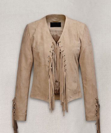 Vintage Tan Suede Leather Fringe Jacket - Boho Chic Style