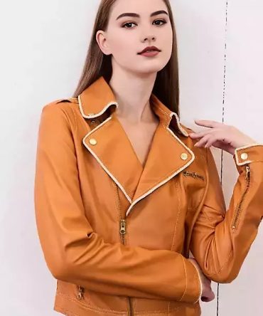Mustard Moto Leather Jacket for Women