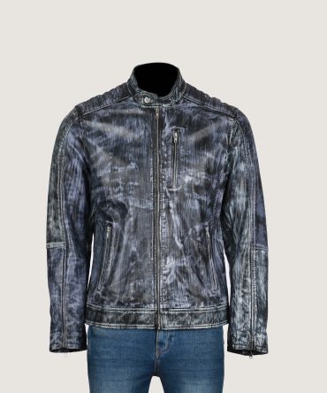 Men's Distressed Leather Biker Jacket