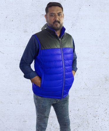 Men's Two-Tone Lambskin Leather Puffer Vest