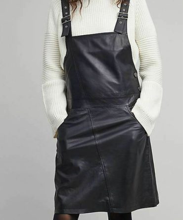 LEATHER DUNGAREE DRESS