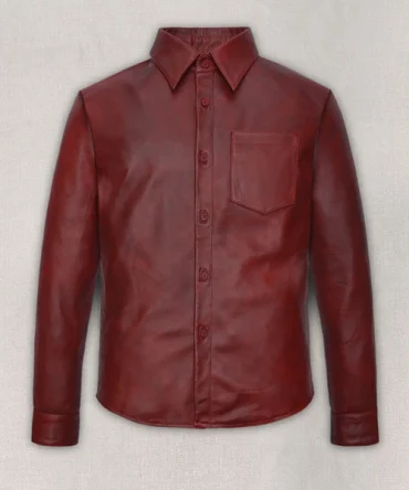 lambskin Red Classic Leather Shirt