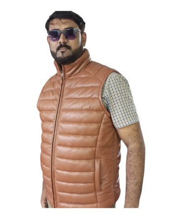Men's Premium Lambskin Leather Puffer Vest