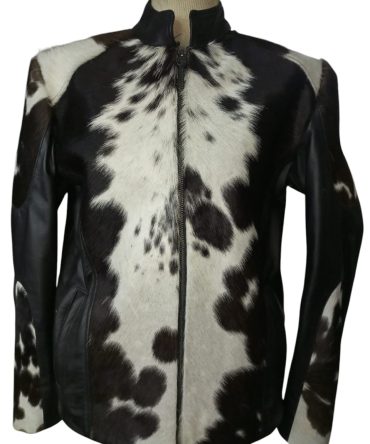 Men's Genuine Leather and Cowhide Fur Bomber Jacket