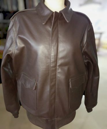 Men's Cowhide Bomber Leather Jacket Brown