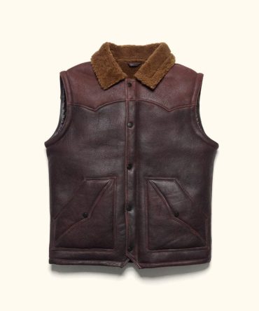 Classic Brown Shearling Leather Vest